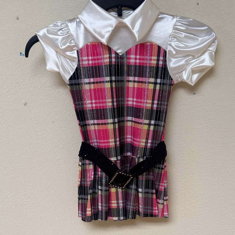 Plaid Pink and Black Kids Costume Dress